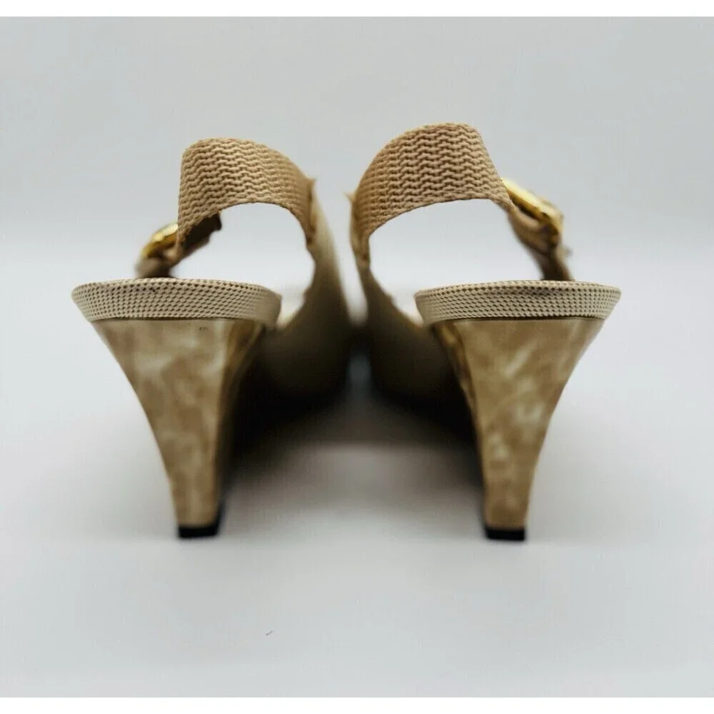 STUART WEITZMAN IVORY LIGHT TAN TORTOISE SHELL WEDGES SHOES Size 9